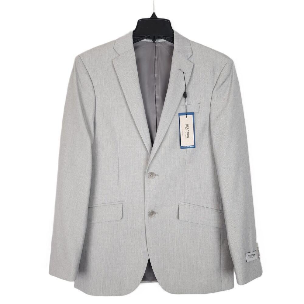 Kenneth Cole Reaction Mens Slim Fit Suit Jacket Blazer 36R Cream Stretch NWT